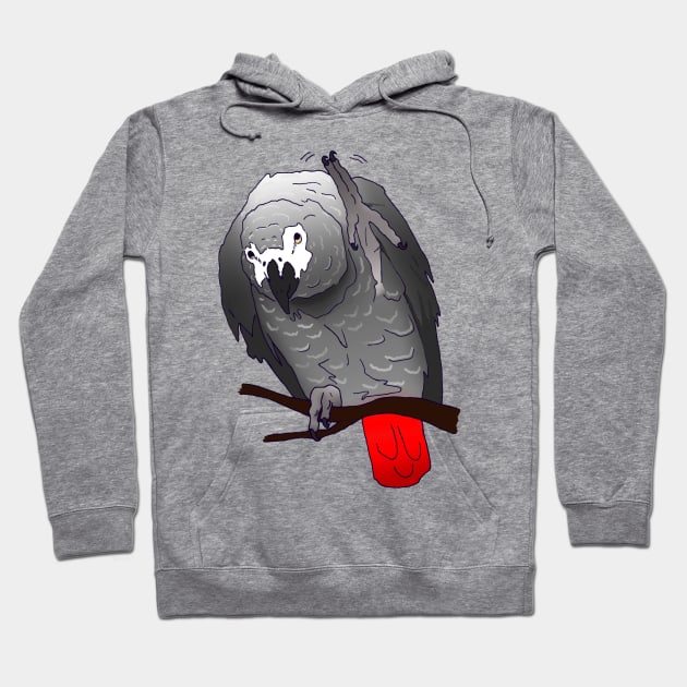 African Grey Parrot Perching Waving on a Branch Hoodie by Einstein Parrot